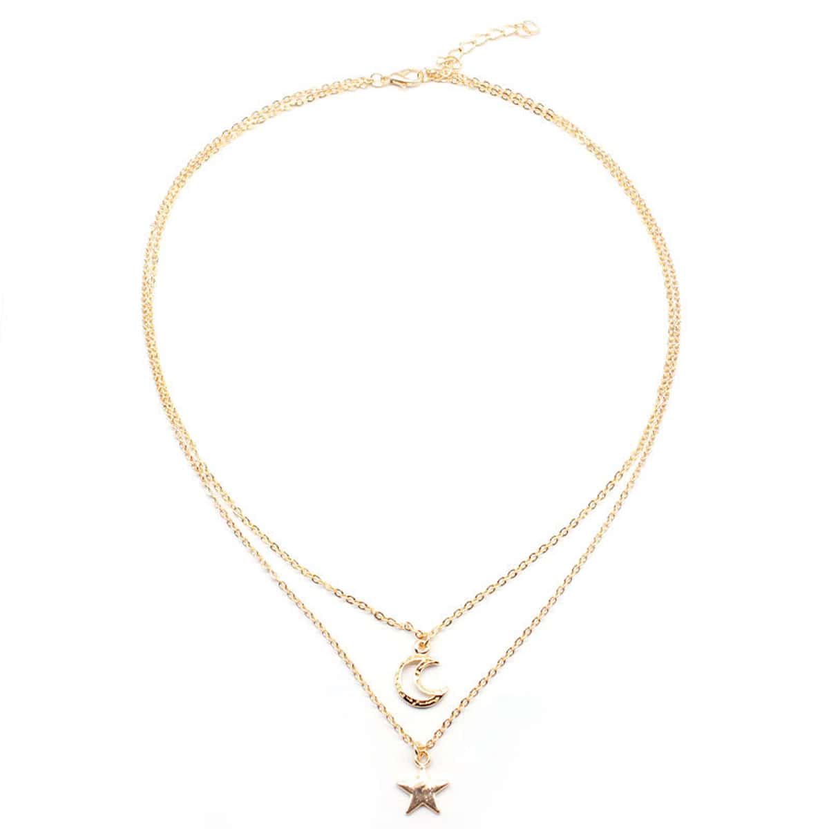 

Star & Moon Layered Necklace, Gold