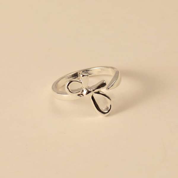 

Bow Decor Cuff Ring, Silver