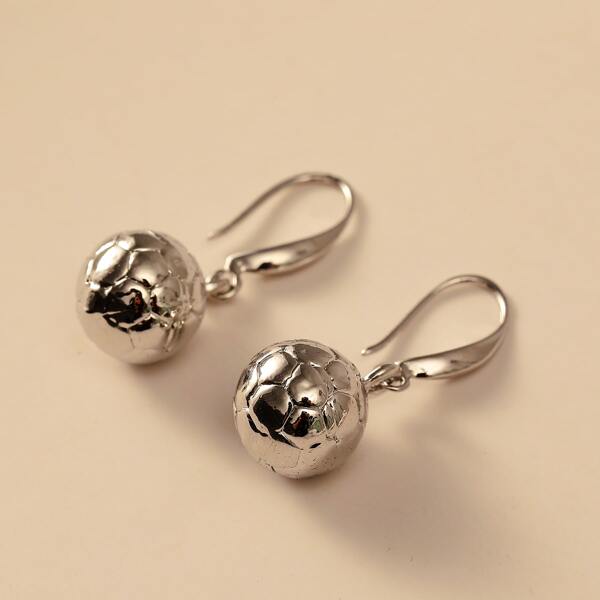 

Football Charm Drop Earrings, Silver