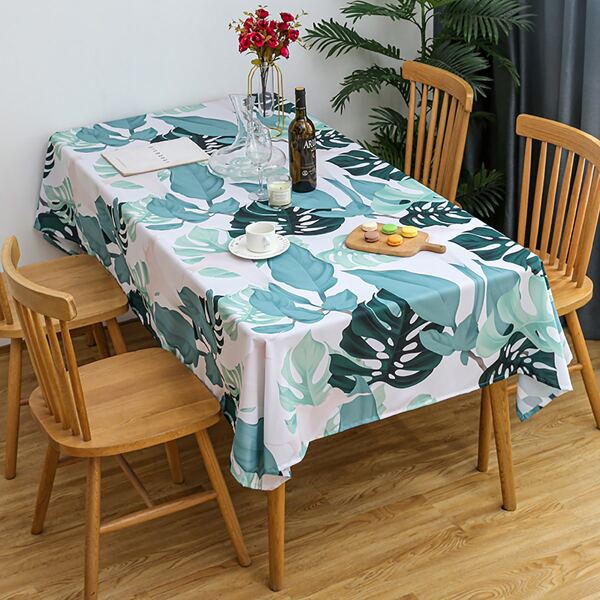 

1pc Leaf Print Tablecloth, Multicolor