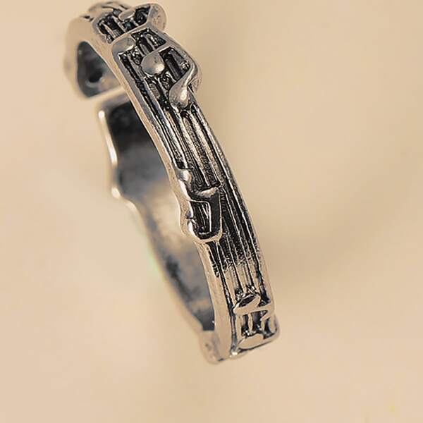 

Music Note Design Ring, Silver