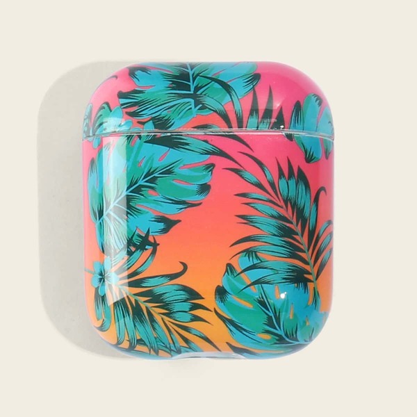 

1pc Leaf Print AirPods Case, Multicolor