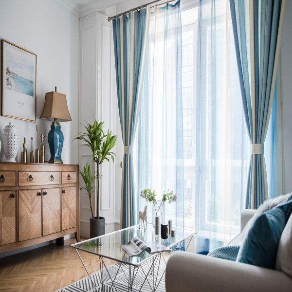 

1pc Striped Pattern Curtain, Multicolor