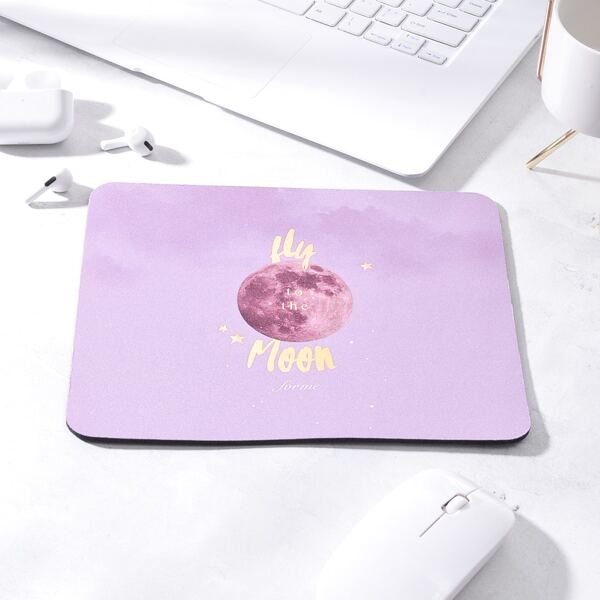 

1pc Moon Print Mouse Pad, Purple