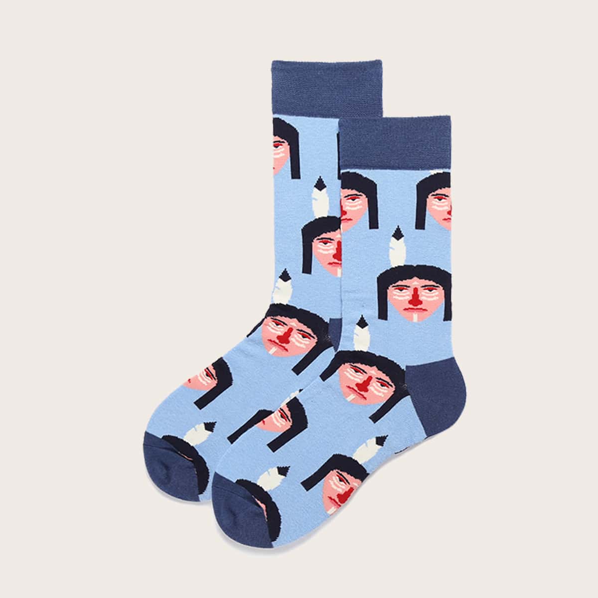 

Guys Figure Graphic Socks, Baby blue