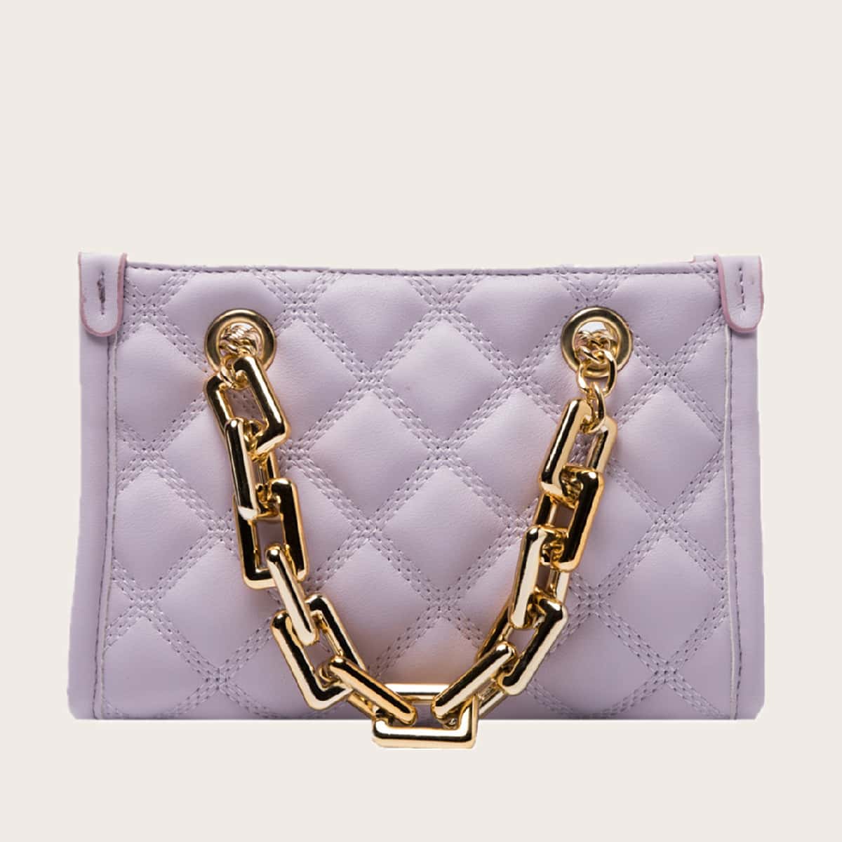 

Chain Handle Quilted Satchel Bag, Purple