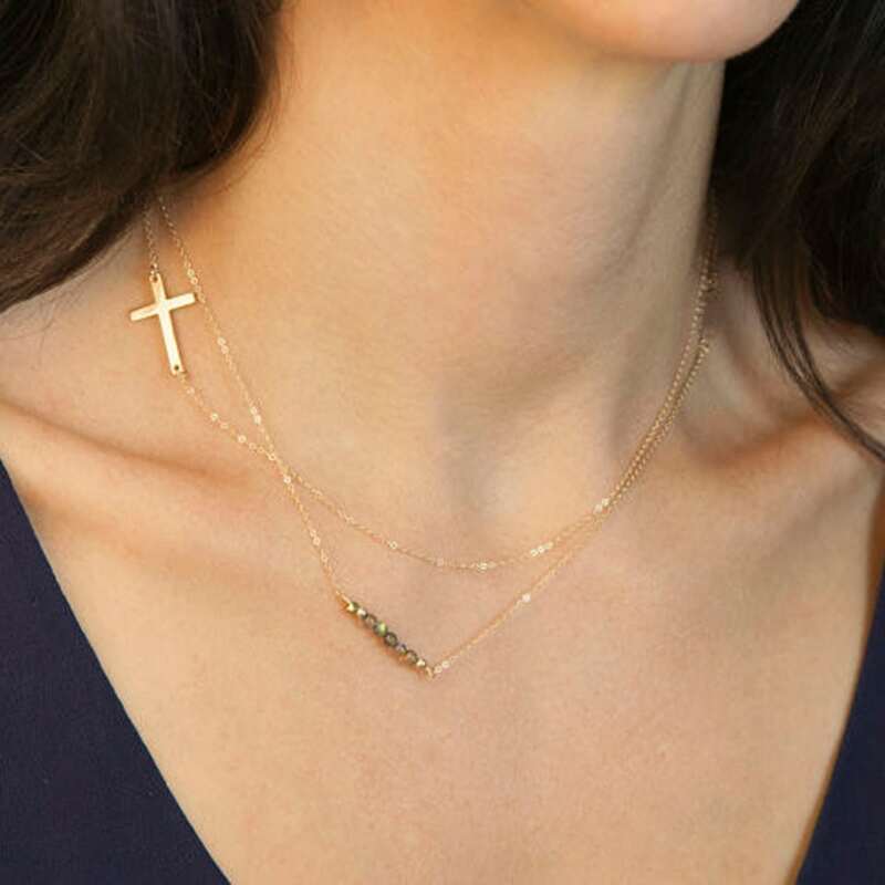 

Cross Layered Necklace, Gold