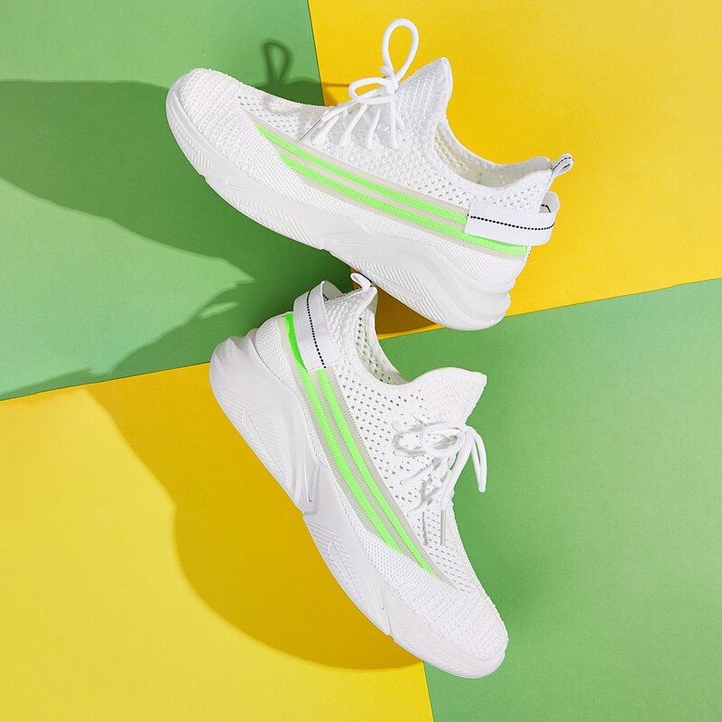 

Lace-up Front Knit Sneakers, White