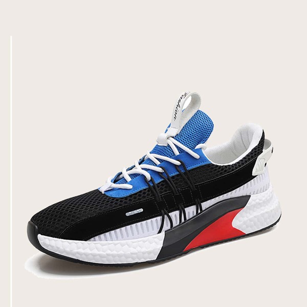 

Men Lace-up Front Colorblock Sneakers, Black