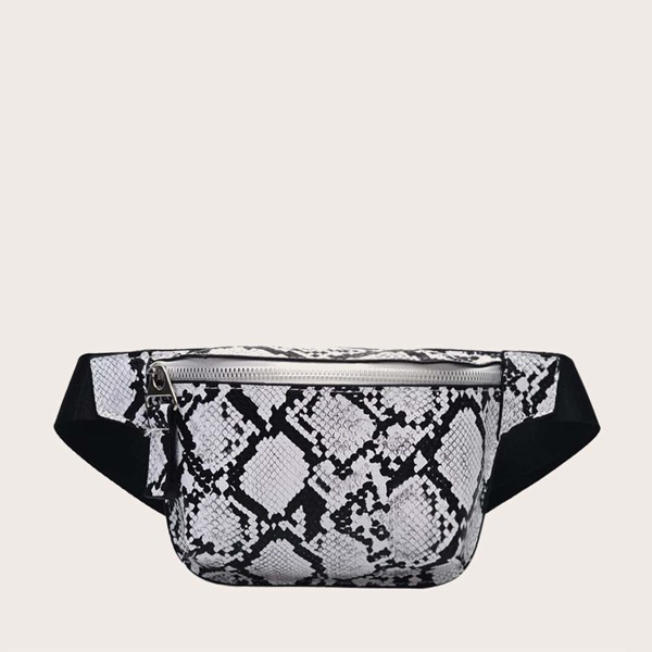 

Girls Snakeskin Print Fanny Pack, Grey