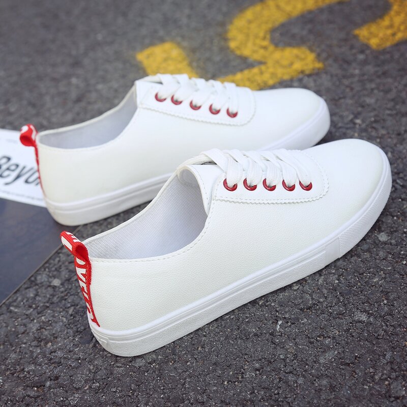 

Letter Tape Lace-up Sneakers, White