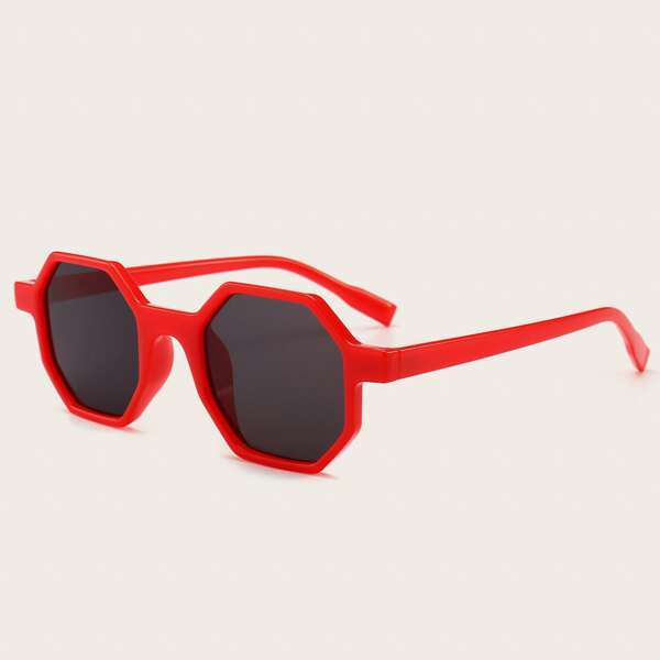 

Polygon Frame Sunglasses, Red
