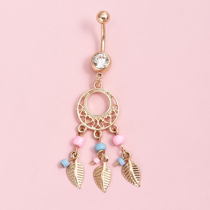 

Leaf Charm Belly Ring, Gold
