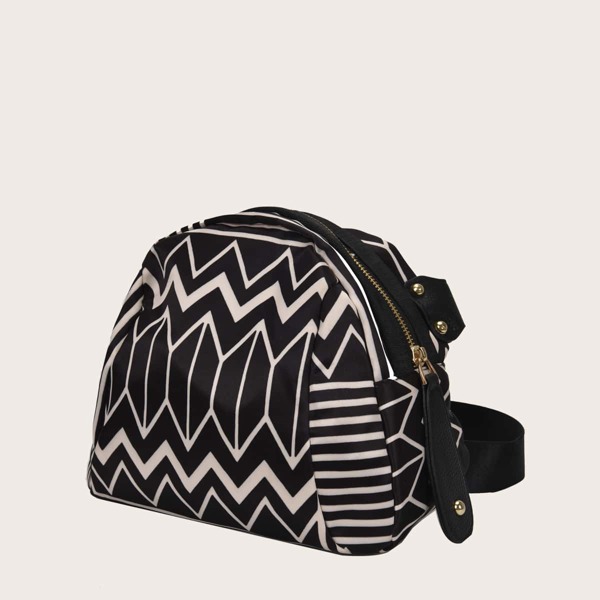 

Geometric Print Crossbody Bag, Black