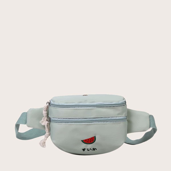 

Girls Watermelon Embroidered Fanny Pack, Green