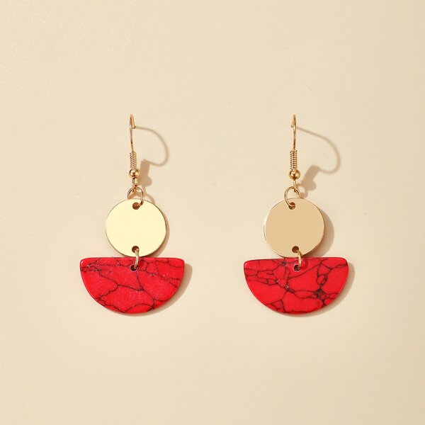 

Semicircle Charm Drop Earrings, Red