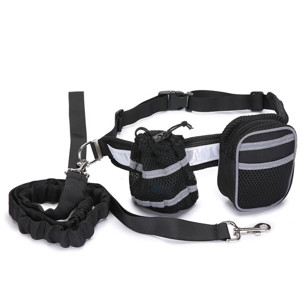 

1pc Dog Leash & 1pc Belt & 1pc Bottle Bag & 1pc Key Bag, Black