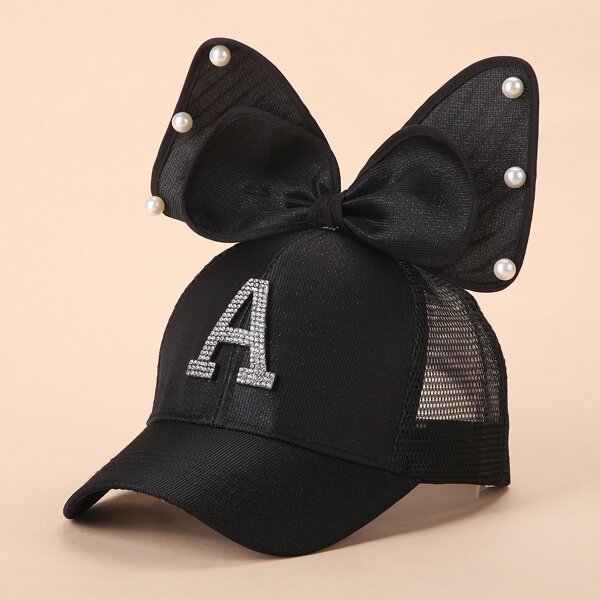 

Toddler Girls Ear Decor Baseball Cap, Black