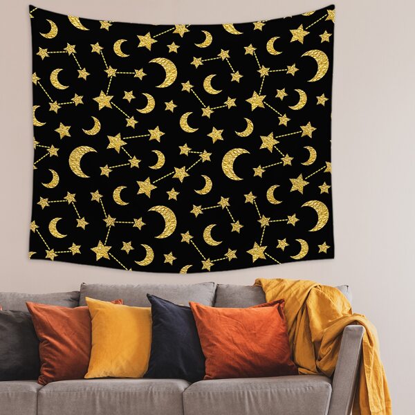 

Moon & Star Print Tapestry, Multicolor
