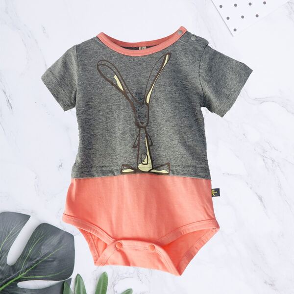 

Baby Girl Two Tone Cartoon Graphic Bodysuit, Multicolor