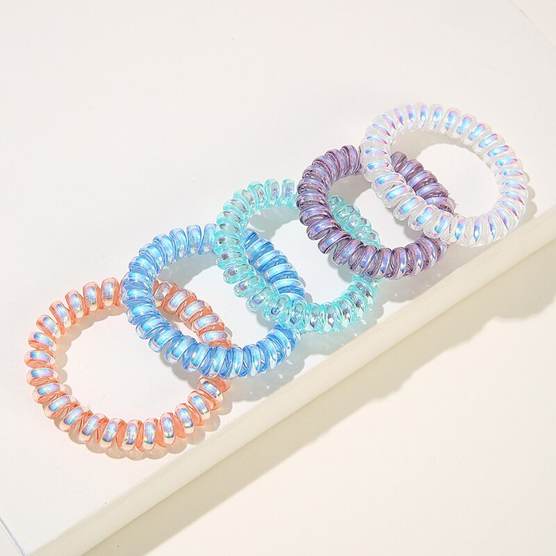 

5pcs Simple Telephone Line Hair Tie, Multicolor