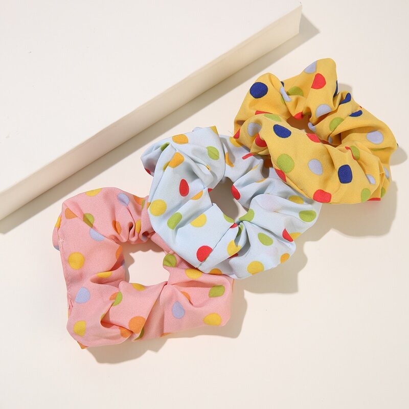 

3pcs Polka Dot Scrunchie, Multicolor