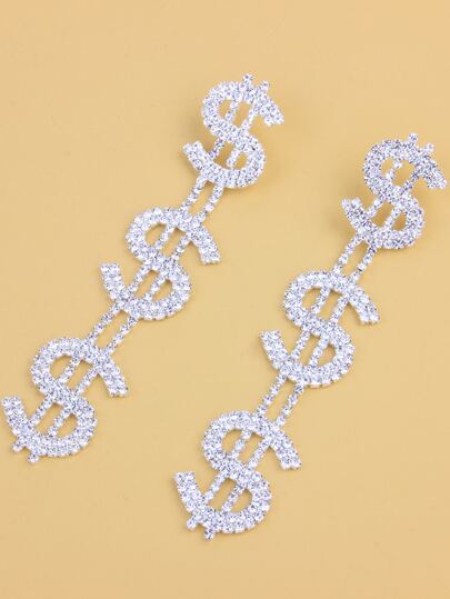 水鑽美元符號耳墜