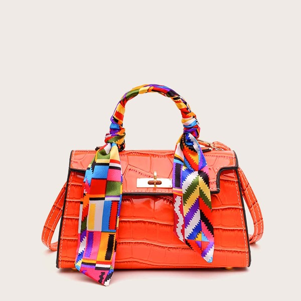 

Twilly Scarf Decor Satchel Bag, Orange