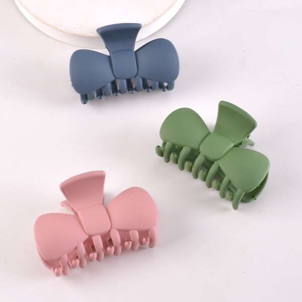

3pcs Solid Hair Claw, Multicolor