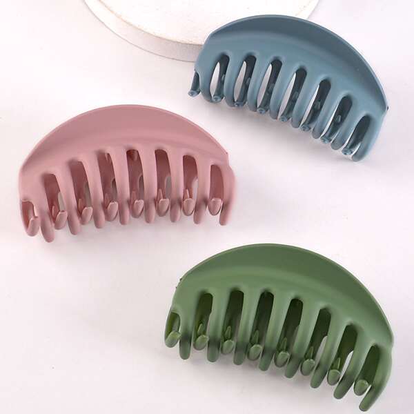 

3pcs Solid Hair Claw, Multicolor