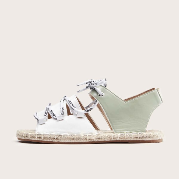 

Lace-up Front Colorblock Sandals, Multicolor