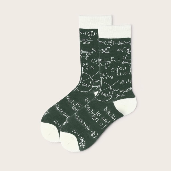 

Cartoon Graphic Socks, Dark green
