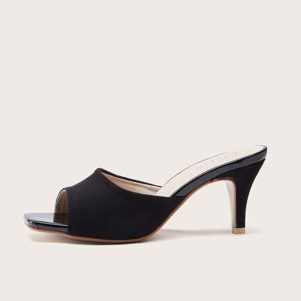 

Open Toe Heeled Sandal Mules, Black