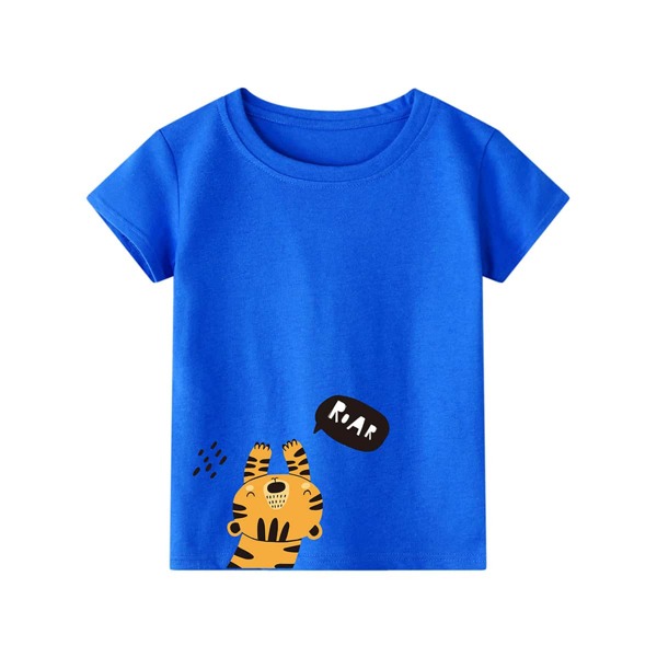 

Toddler Boys Cartoon Tiger & Letter Graphic Tee, Royal blue