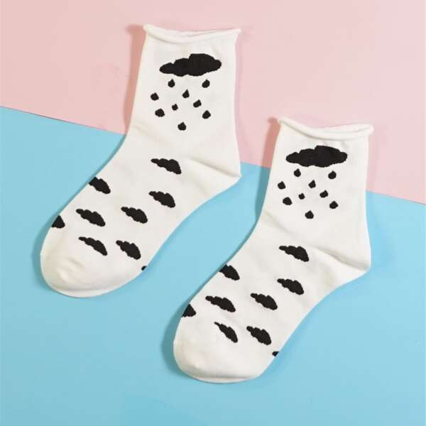 

Weather Pattern Socks, White