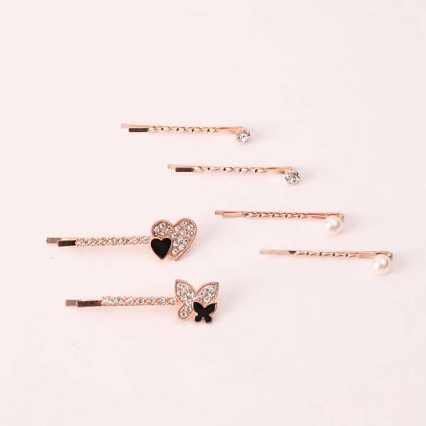 

6pcs Toddler Girls Faux Pearl Decor Bobby Pin, Multicolor