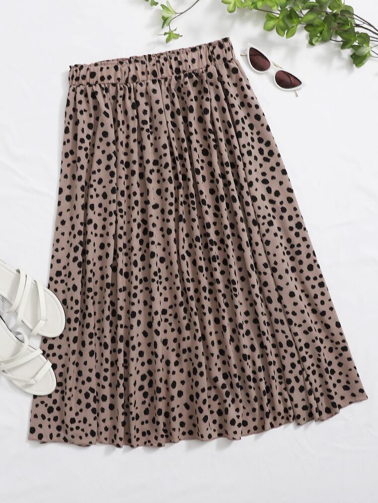 All Over Print Elastic Waist Skirt