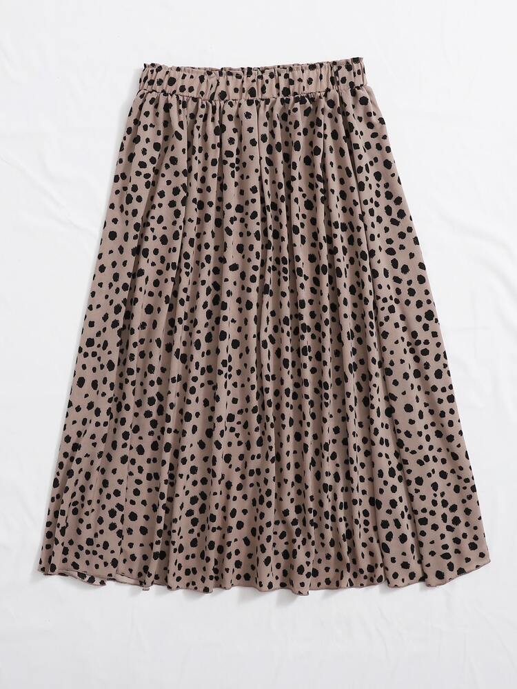 All Over Print Elastic Waist Skirt