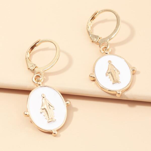 

Figure Oval Drop Earrings, White