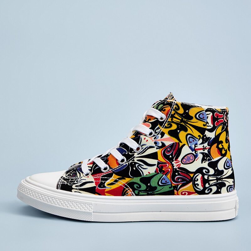

Peking Opera High Top Canvas Sneakers, Multicolor