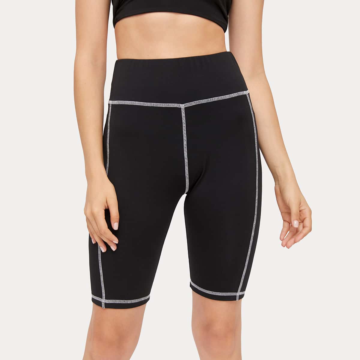 

Stitching Biker Shorts, Black