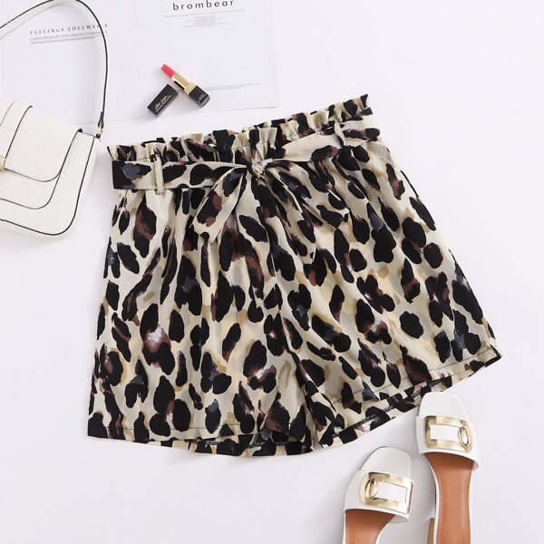 

Plus Paperbag Waist Belted Shorts, Multicolor