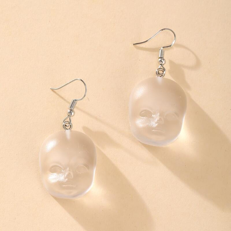 

Face Decor Drop Earrings, Clear