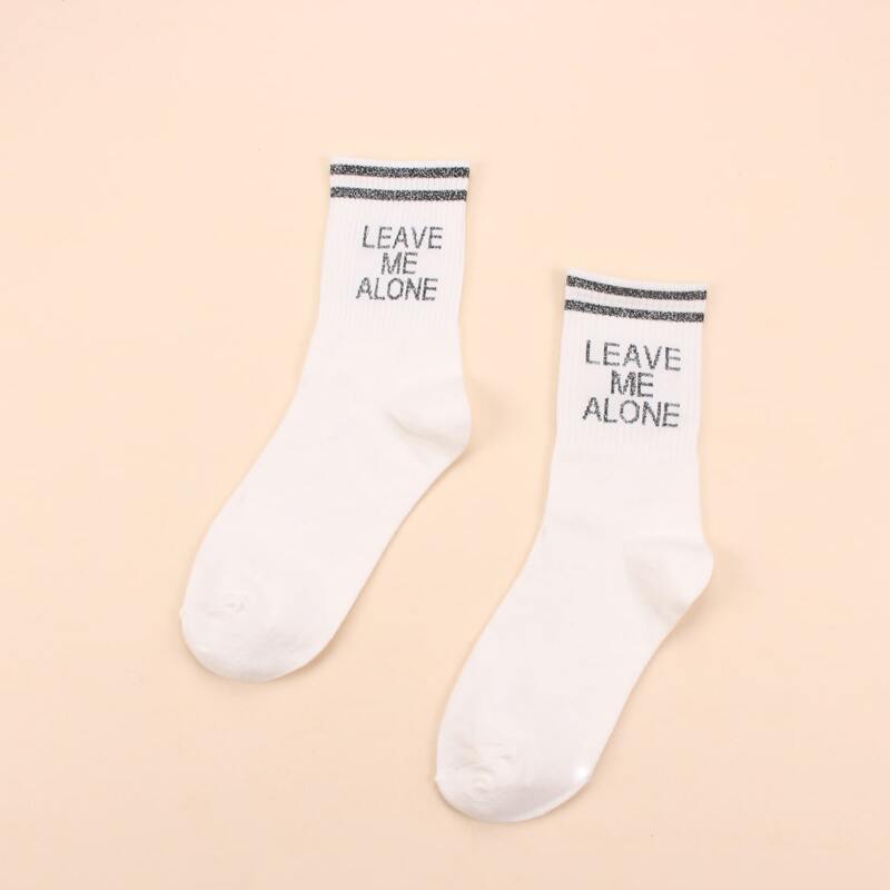 

Letter Graphic Socks, White