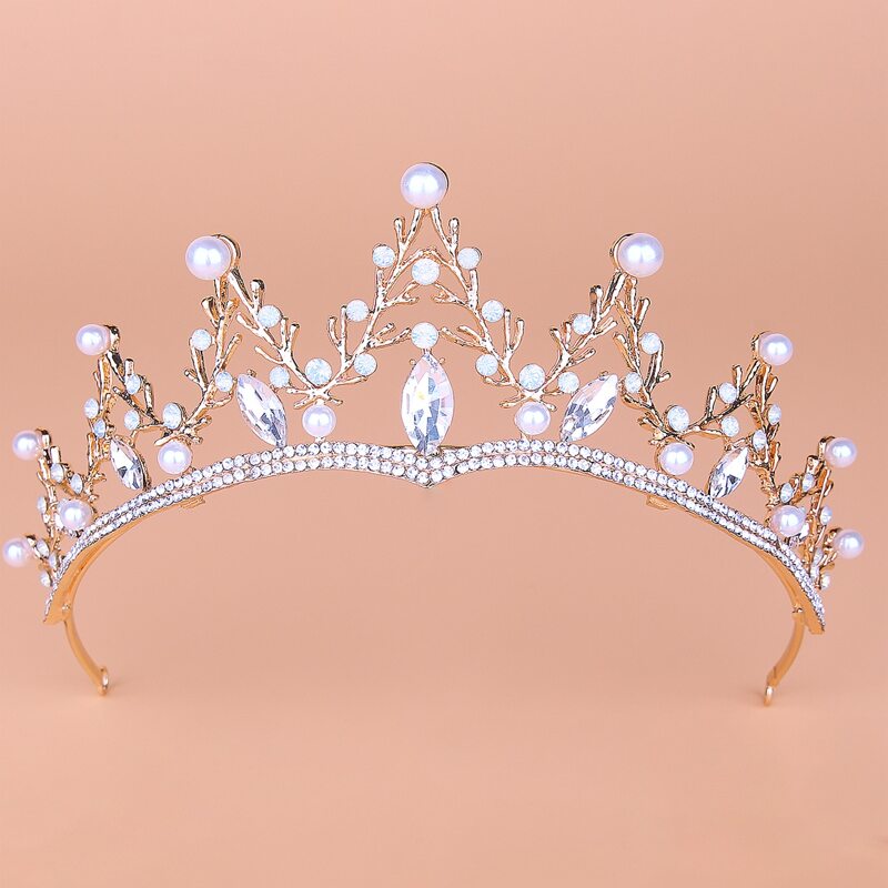 

Rhinestone Decor Crown Hair Accessory, Gold