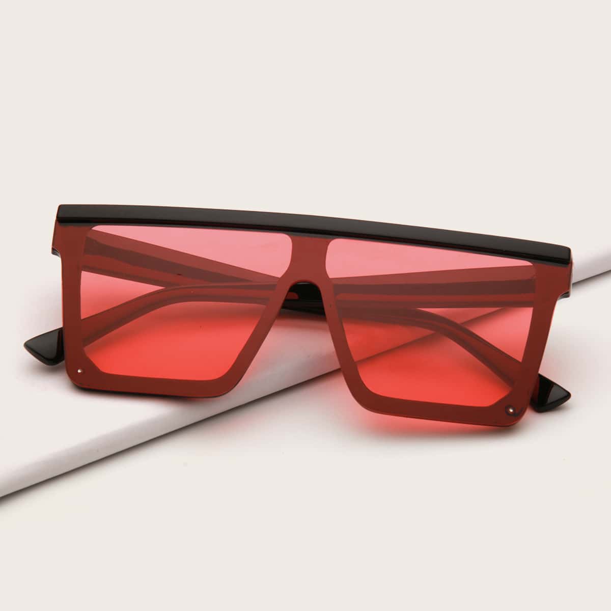 Flat Top Shield Sunglasses, Red
