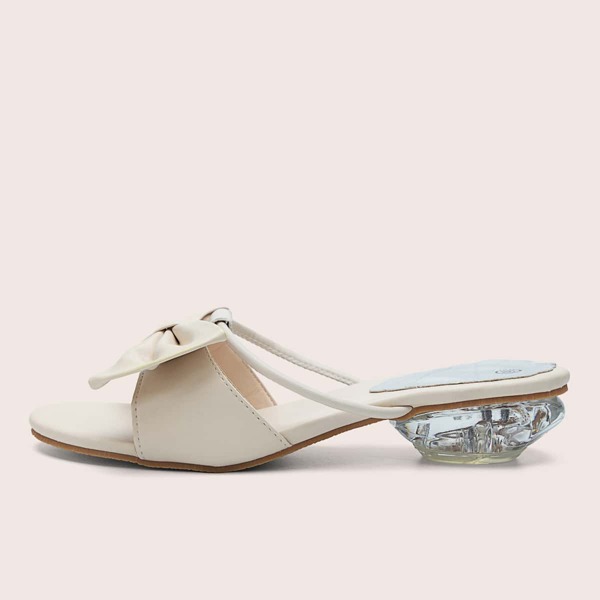 

Bow Decor Heeled Sandal Mules, Beige
