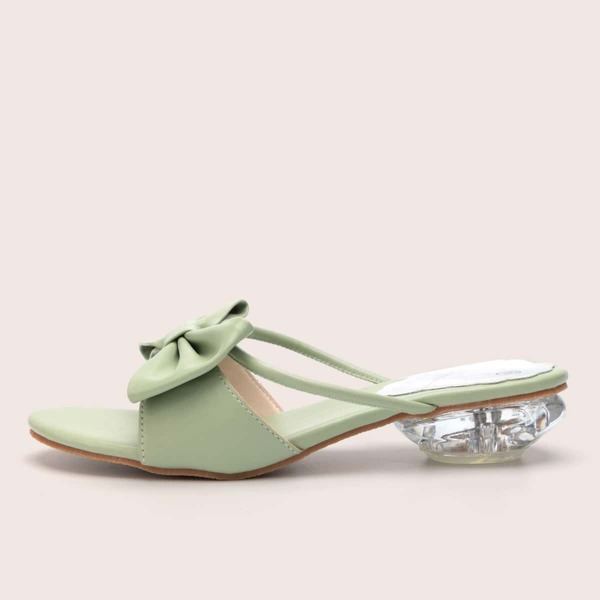 

Bow Decor Heeled Sandal Mules, Green