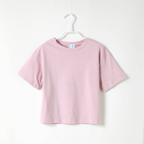 

Girls Solid Drop Shoulder Tee, Baby pink