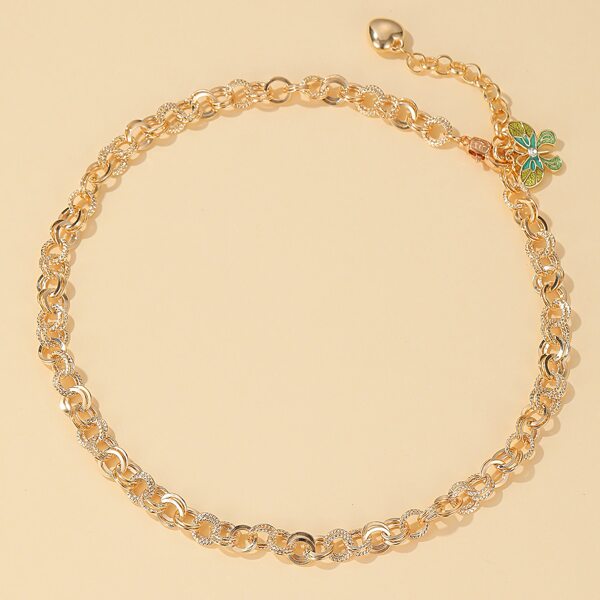 

Butterfly Heart Charm Chain Necklace, Multicolor